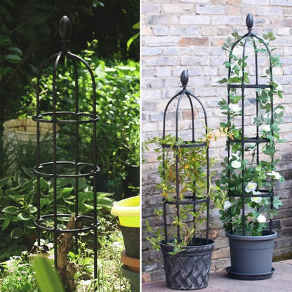 2pcs Garden trellises for climbing plants, rust resistant metal pipes with heavy plastic coating, outdoor and indoor potted plant supports for gardens (black) (not shipped on weekends)