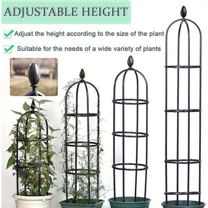 2pcs Garden trellises for climbing plants, rust resistant metal pipes with heavy plastic coating, outdoor and indoor potted plant supports for gardens (black) (not shipped on weekends)