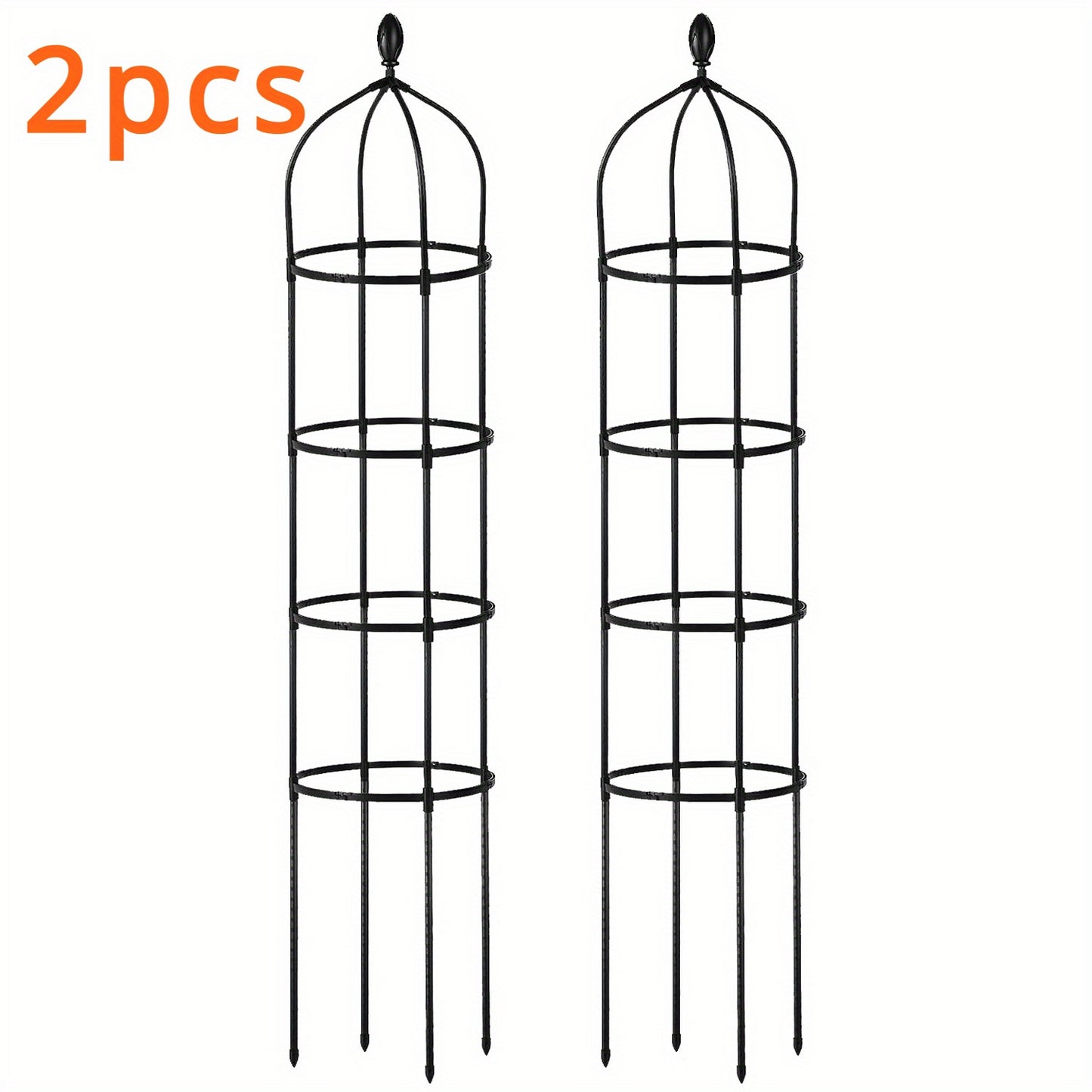 2pcs Garden trellises for climbing plants, rust resistant metal pipes with heavy plastic coating, outdoor and indoor potted plant supports for gardens (black) (not shipped on weekends)